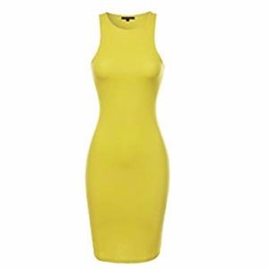 🔴 Yellow High Neck Bodycon Dress